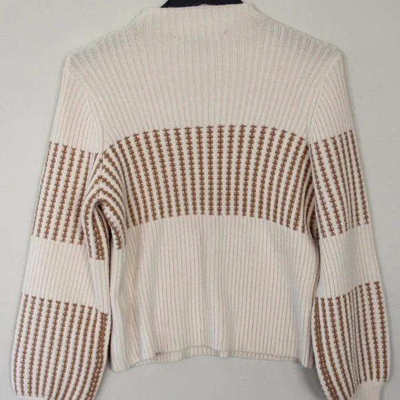 French Connection Ribbed Neutral Knit Sweater Beige & Tan Size S - Picture 6 of 8
